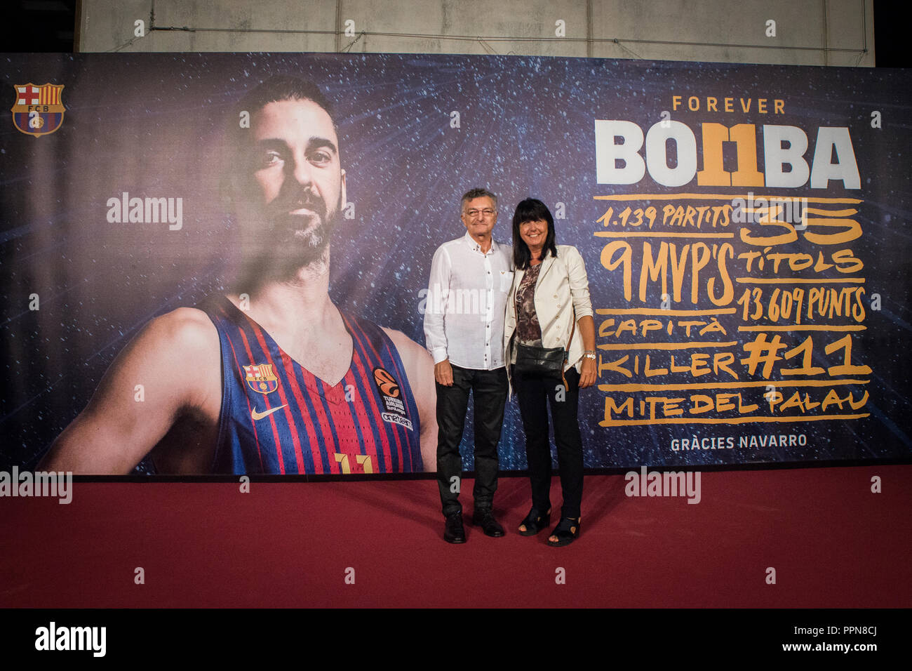 25. September 2018, Barcelona, Spanien; Juan Carlos Navarro Tribut; Ex-FC Barcelona Basketballspieler Xixi Creus Stockfoto