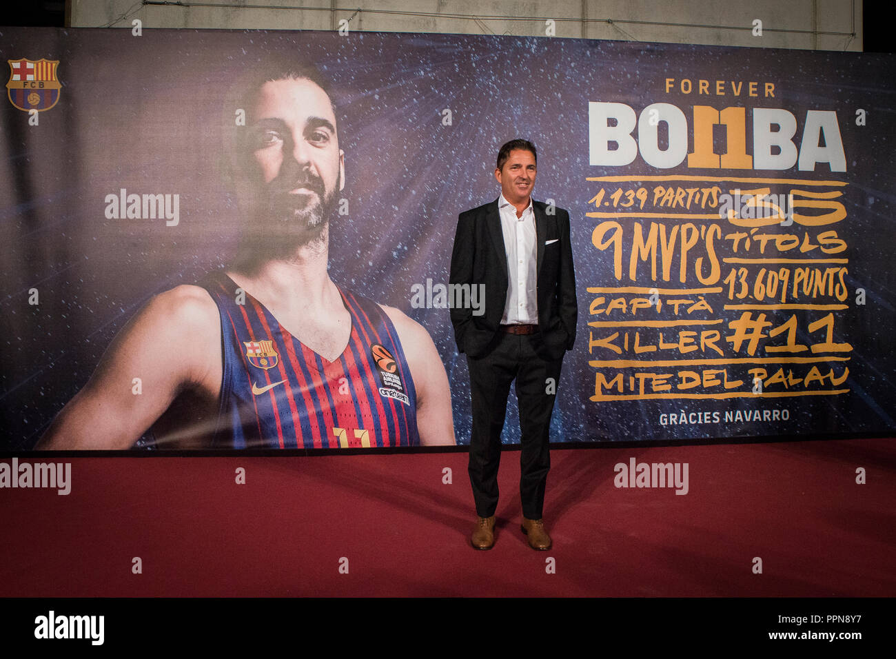 25. September 2018, Barcelona, Spanien; Juan Carlos Navarro Tribut; Ex-FC Barcelona Basketball manager Xavier Pascual Stockfoto