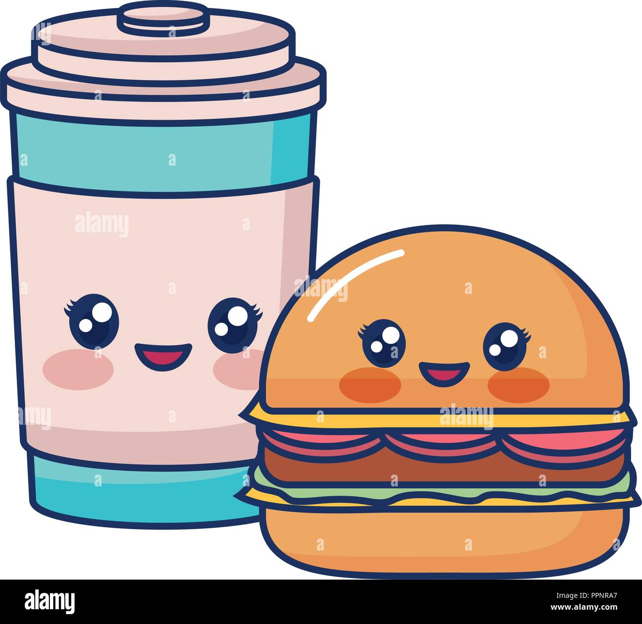 Cute plastik Tasse köstlichen burguer Vector Illustration Stock Vektor