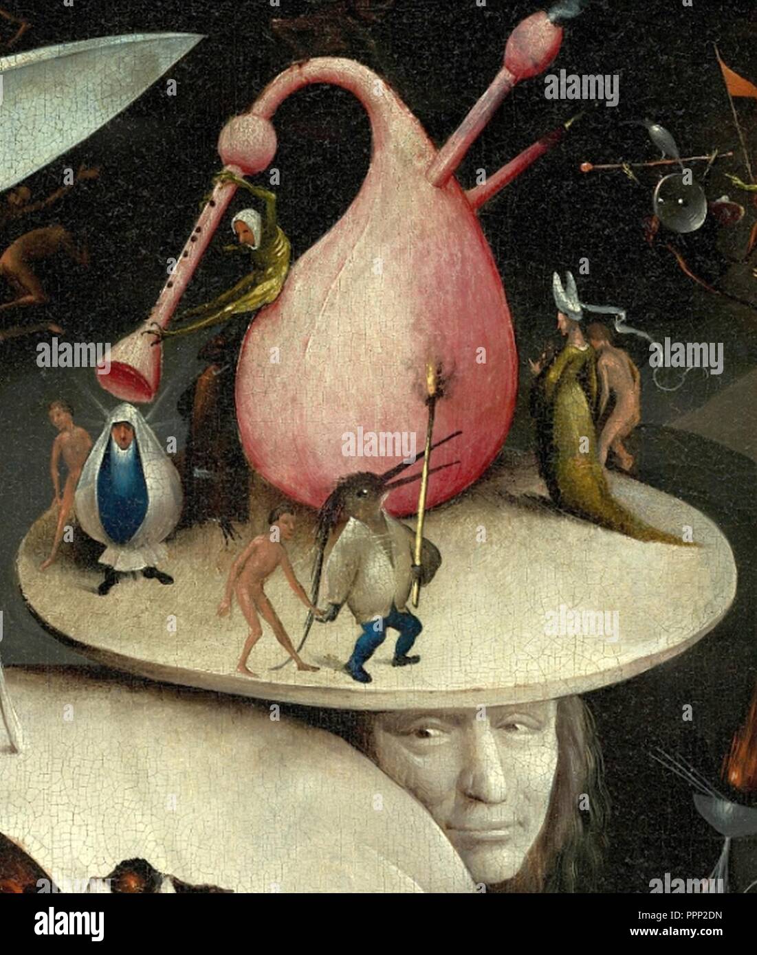 Bosch, Hieronymus - Der Garten der Lüste, rechts-Disk von Baum mann Detail. Stockfoto