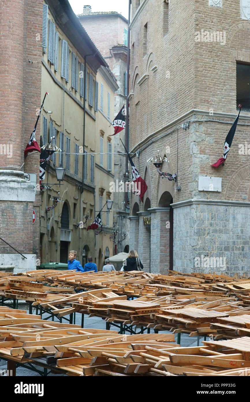 Vorbereitung des Palio, Siena, Toskana, Italien Stockfoto