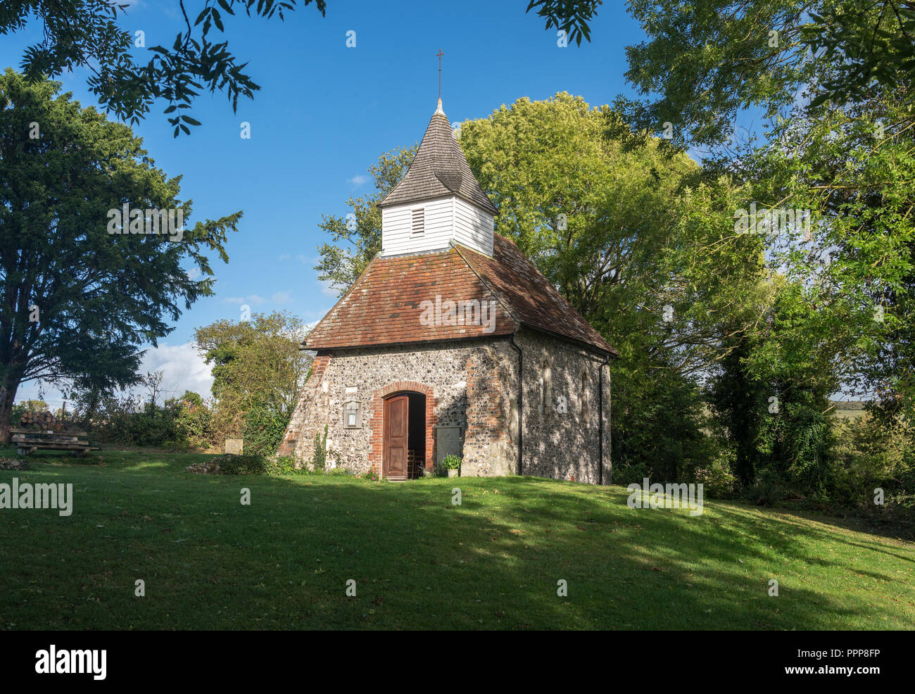 Kleinste Kirche im England Lullington Stockfoto