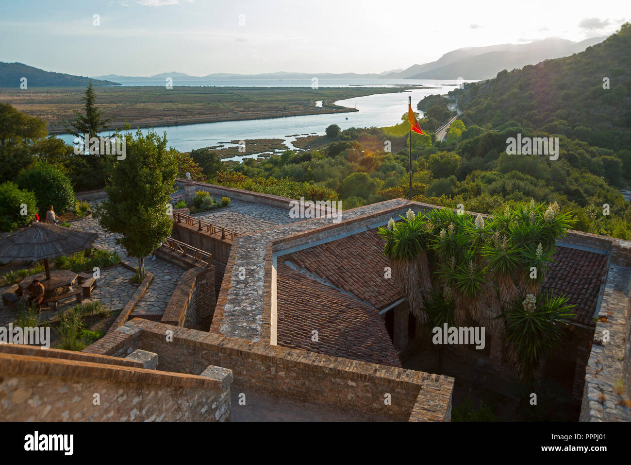 Blick von der Venezianischen Burg Vivar Channel, National Park, Butrint, Saranda, Albanien Stockfoto