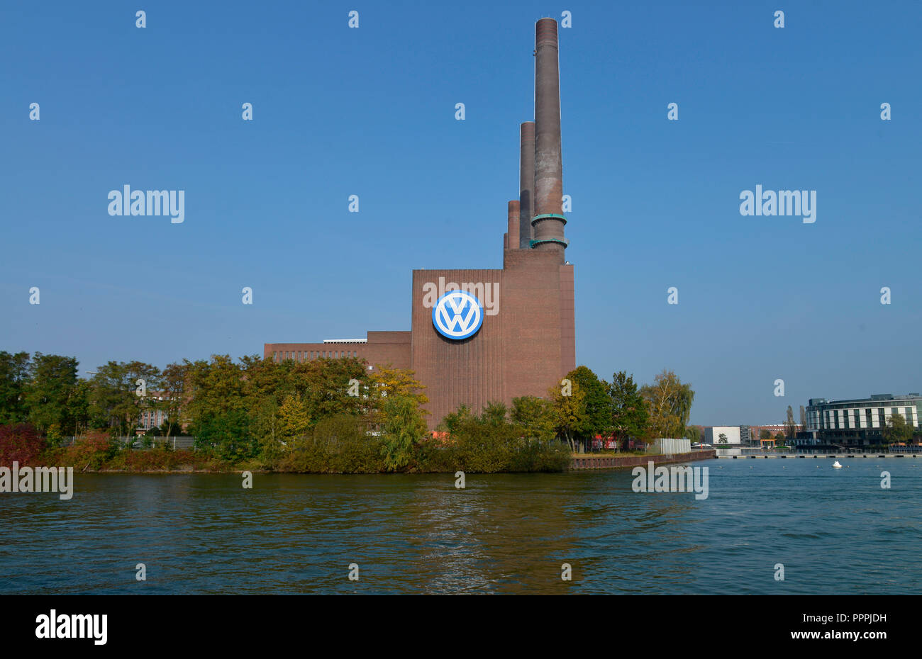 Heizkraftwerk Nord/Süd, das Volkswagenwerk in Wolfsburg, Niedersachsen, Deutschland Stockfoto