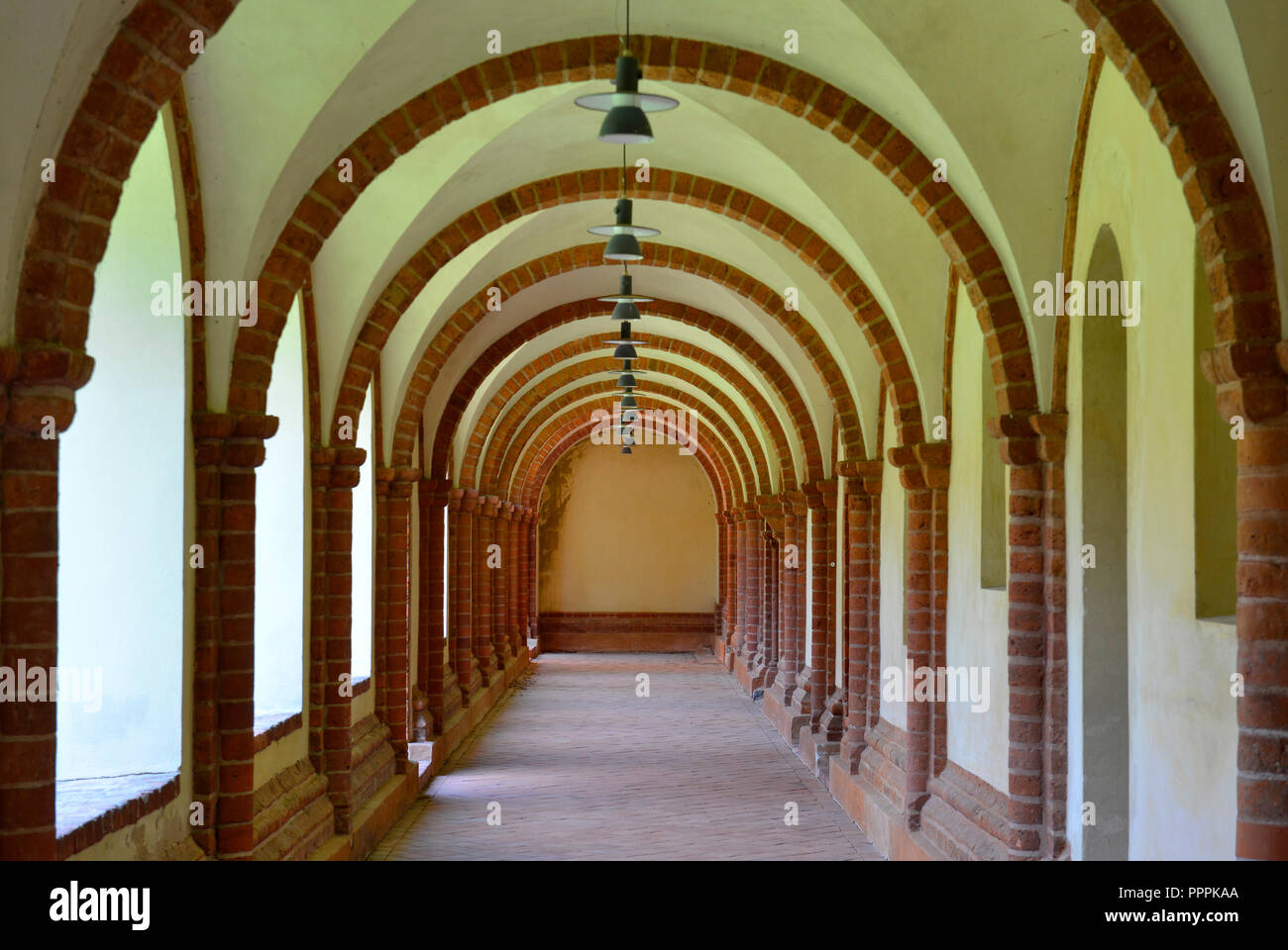 Kreuzgang, Klosterkirche St. Marien, Kloster Lehnin, Brandenburg, Deutschland Stockfoto