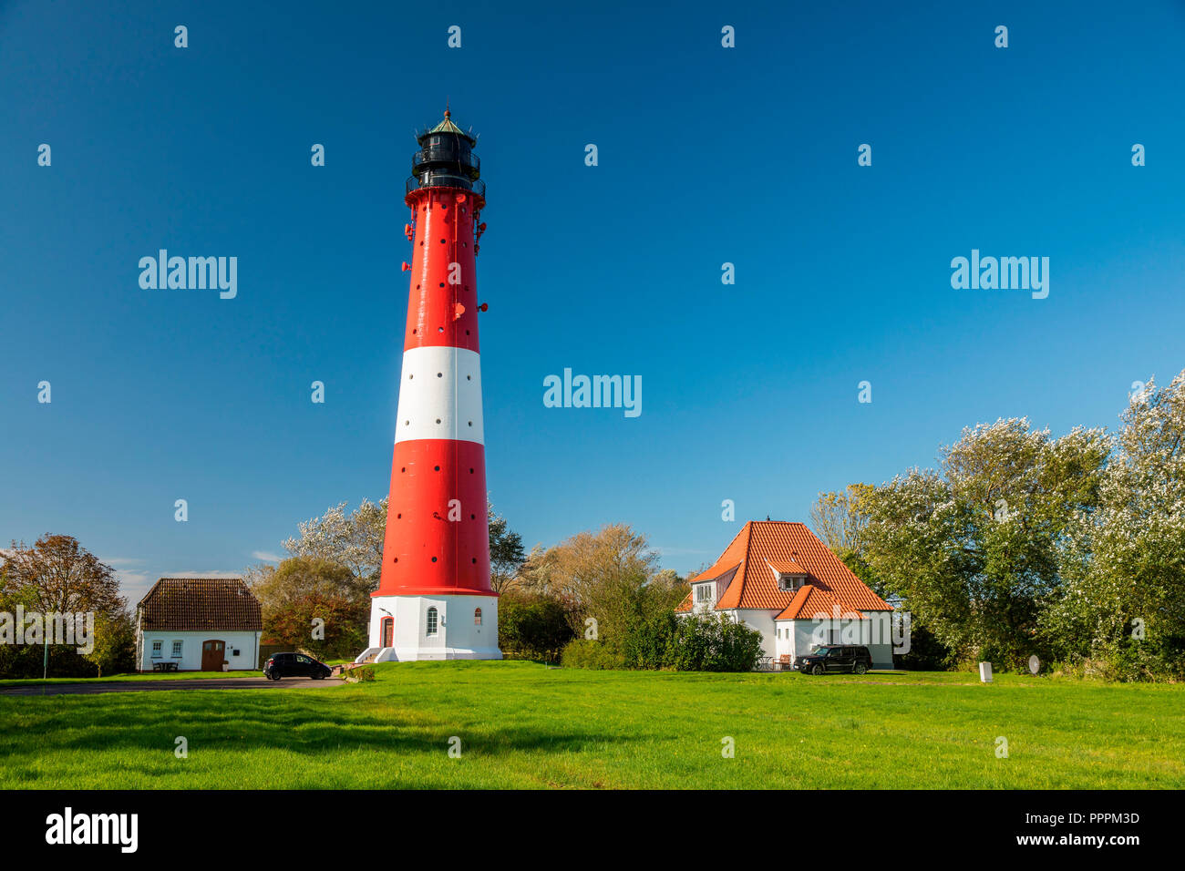 Leuchtturm Pellworm, Nordfriesland, Schleswig-Holstein, Deutschland Stockfoto