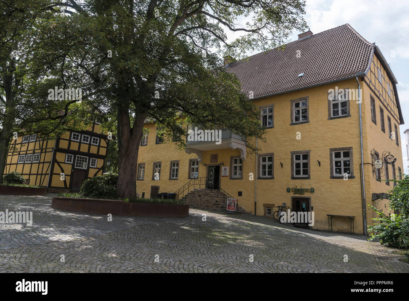 Burgmannshof, historisches Gebäude, Lübbecke, Minden-Luebbecke, Minden, Ostwestfalen-Lippe, Nordrhein-Westfalen, Deutschland Stockfoto