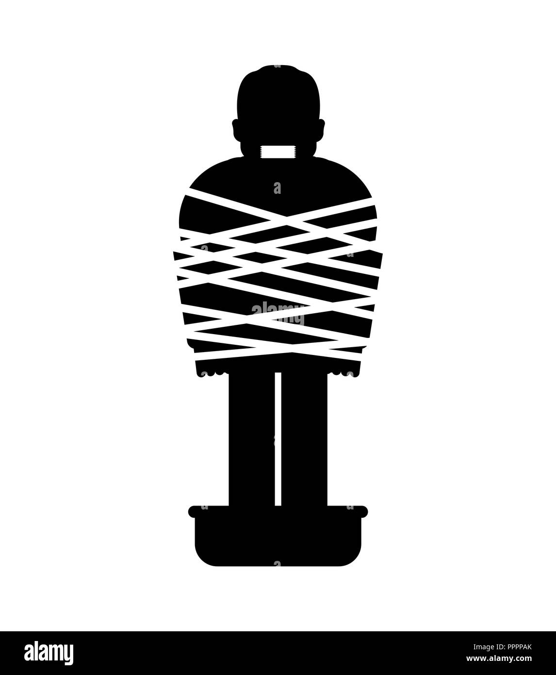 Mafia Opfer Symbol. Mann gebunden mit Seil Zement Schuhe. Becken mit Beton. gangster Beute Stock Vektor