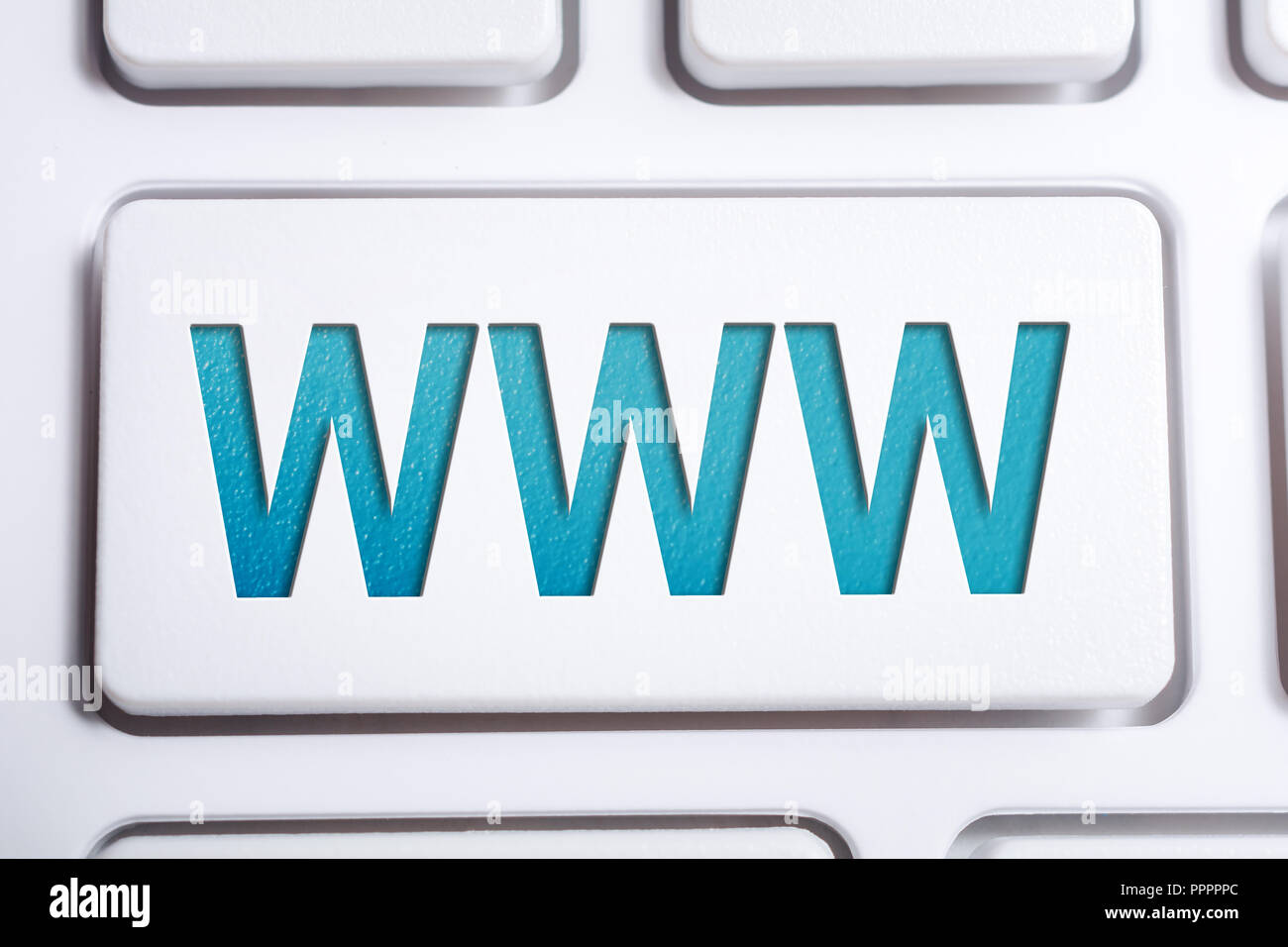 Makro des Wortes WWW auf eine Schaltfläche Tastatur Stockfoto