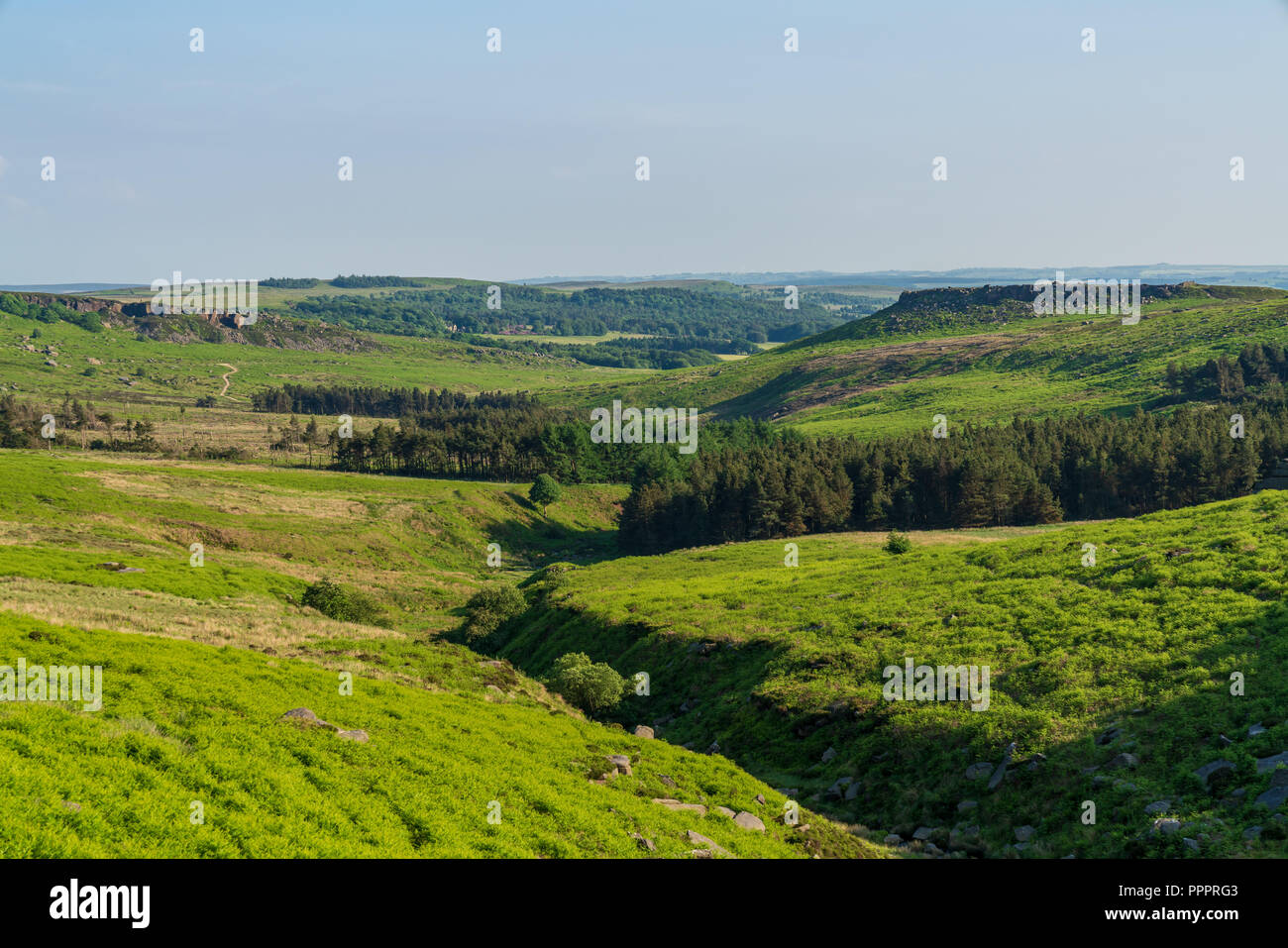 Peak District Landschaft in der Nähe von Upper Burbage, South Yorkshire, England, Großbritannien Stockfoto