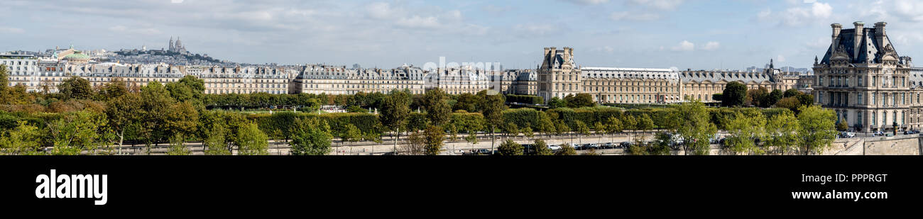 Große Panoramaaussicht auf Paris Musee d'Orsay Dachterrasse Stockfoto