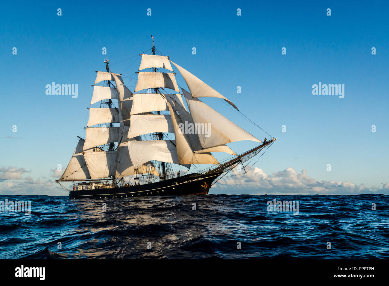 Deutsche Brig Roald Amundsen Segeln Auf Dem Atlantik Bei