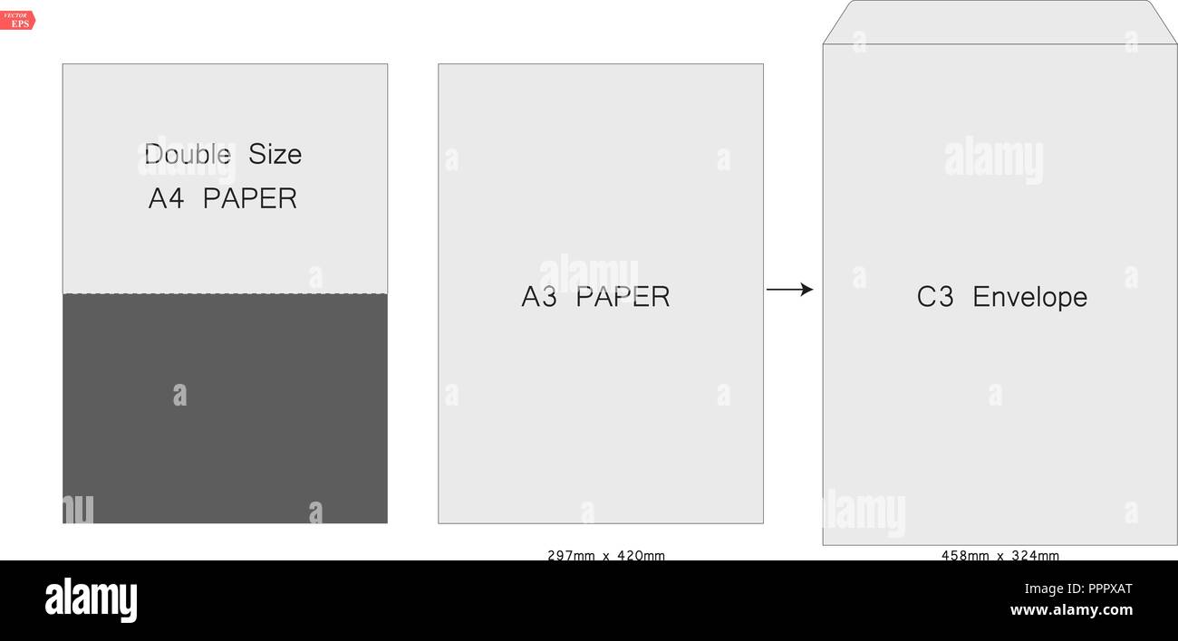 Umschlag C3 leere weiße mockup. offenen Umschlag. Der Umschlag C3 Größe.  Stempel. schwarz isoliertem Kreislauf Umschlag. Internationalen Standard  Größe eps 10 Stock-Vektorgrafik - Alamy