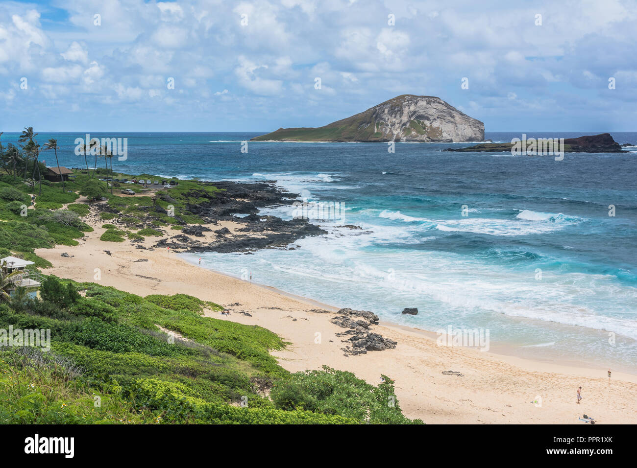 Rabbit Island Blick von makapuu Strand, Oahu, Hawaii Stockfoto