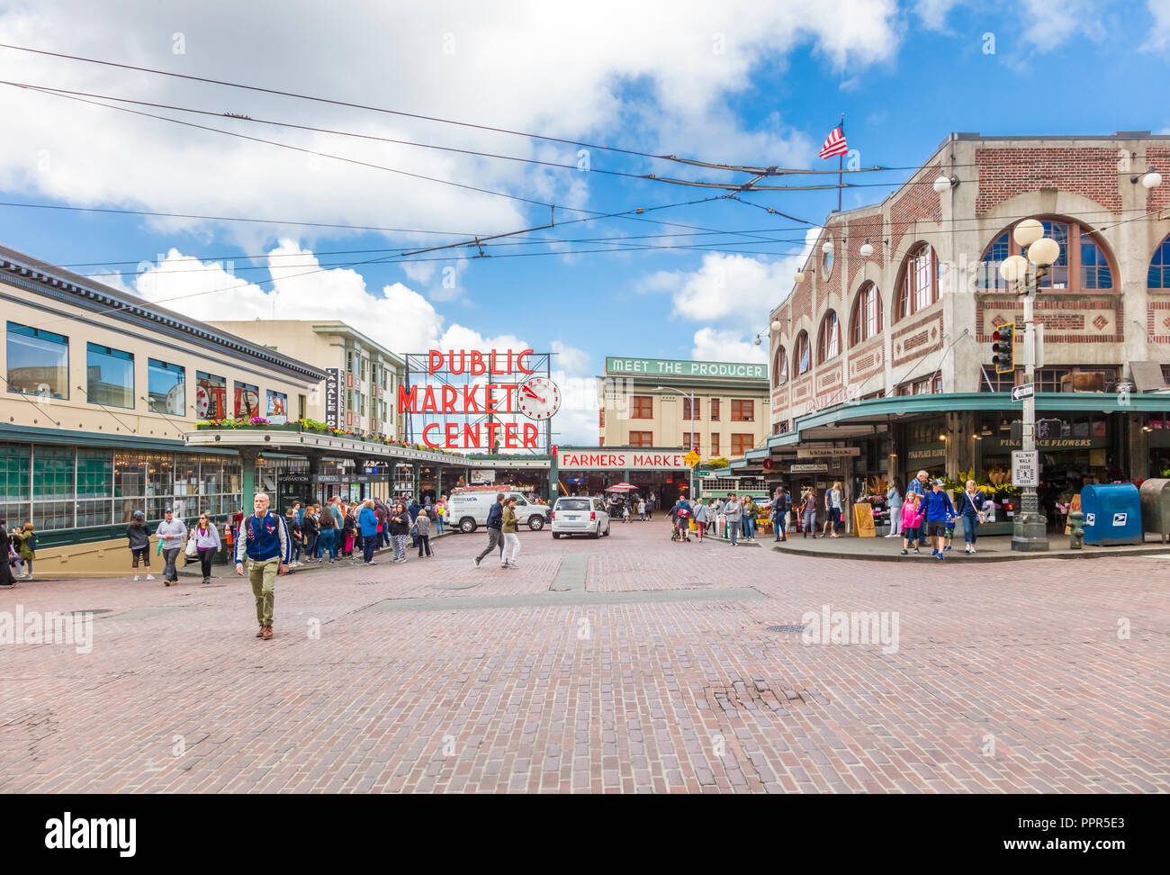 Pike Place Market in Seattle Washington eine der ältesten kontinuierlich betriebenen Märkte öffentliche Landwirte in den Vereinigten Staaten Stockfoto