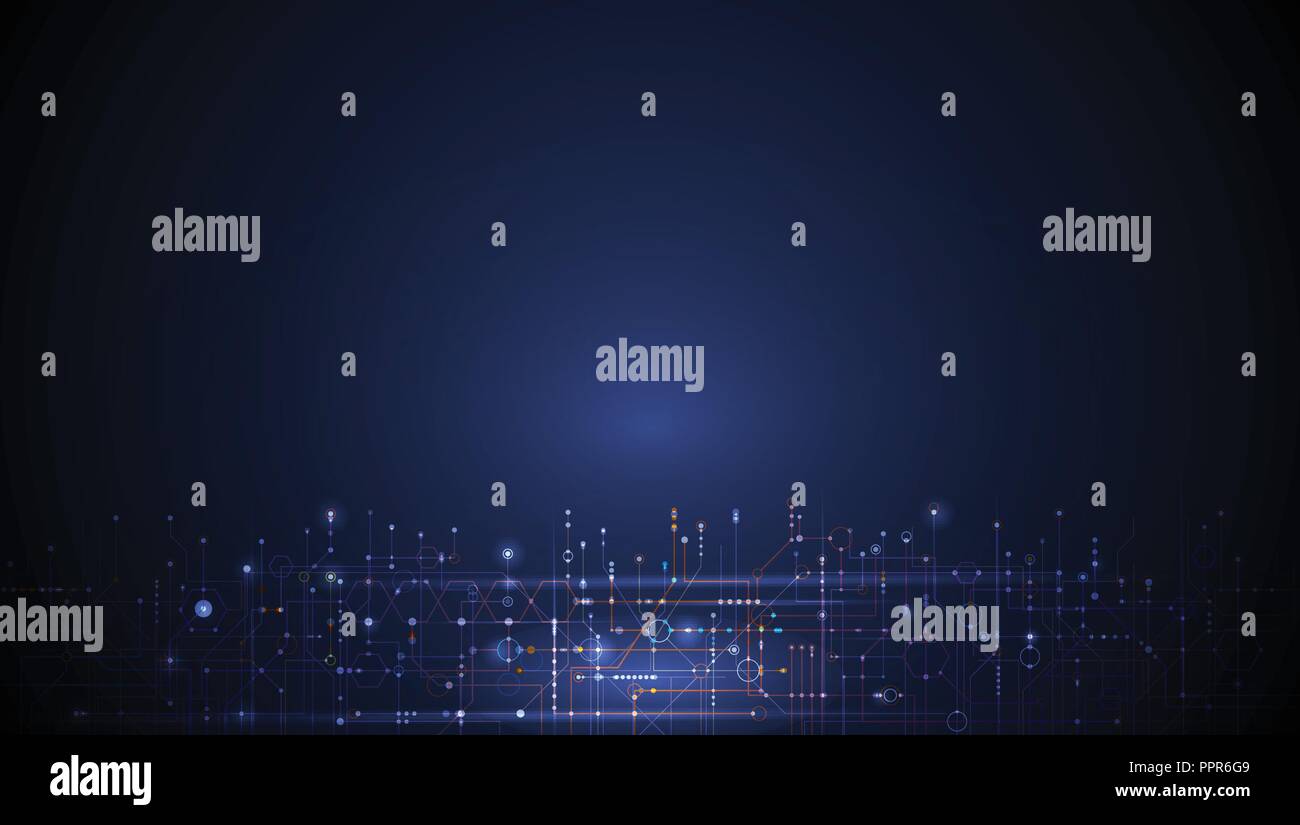 Vector Illustration Platine und sechsecke Hintergrund. Hi-tech digitaler Technologie und Engineering, Digital telecom Technologie Konzept. Vektor abst Stock Vektor