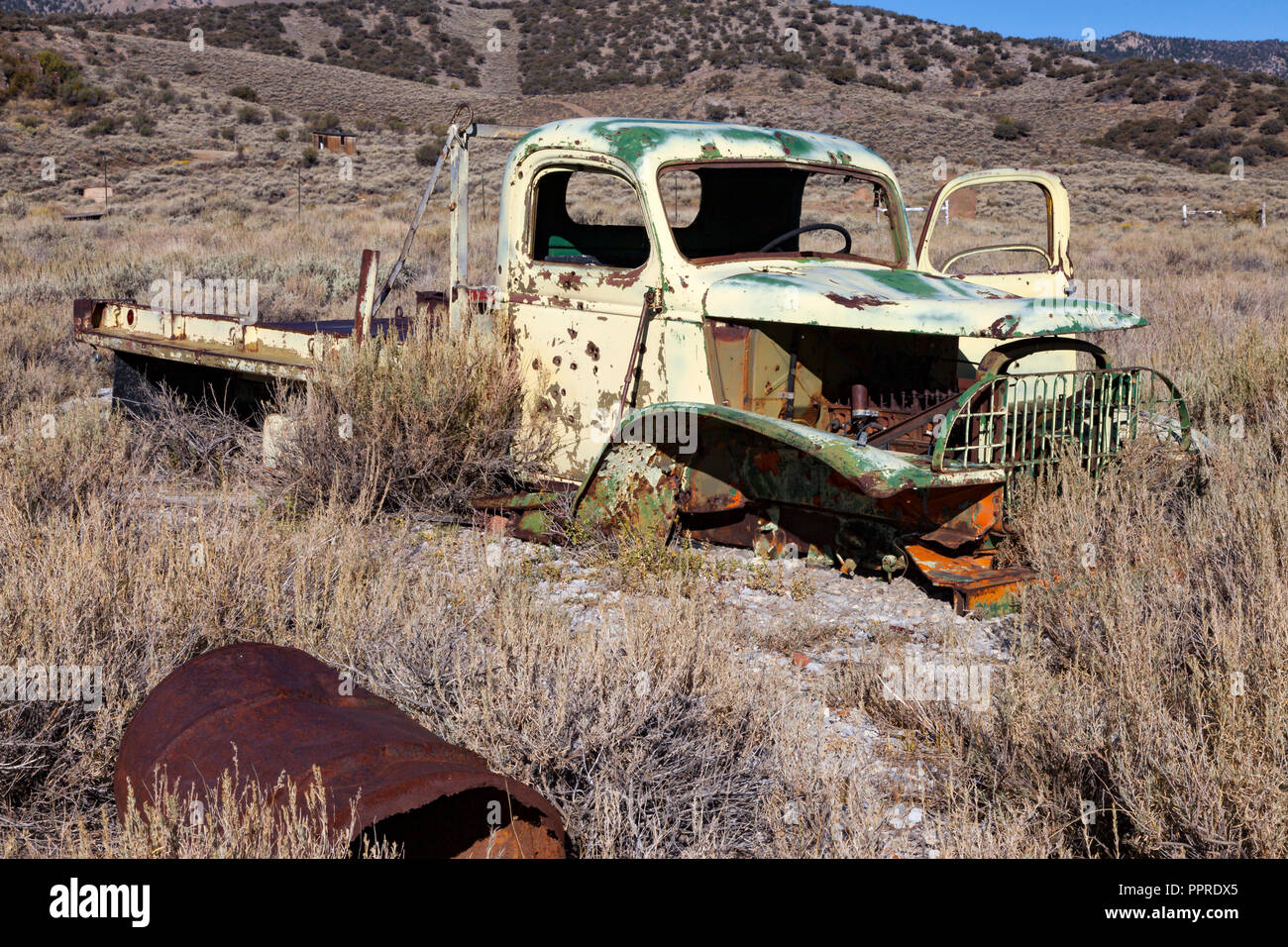 Zweiten Weltkrieg 1 1/2 Tonne Chevrolet Truck, wahrscheinlich ursprünglich für die US-Armee gebaut, jetzt sitzt an einer Mine in Hamilton, Nevada aufgegeben. Stockfoto