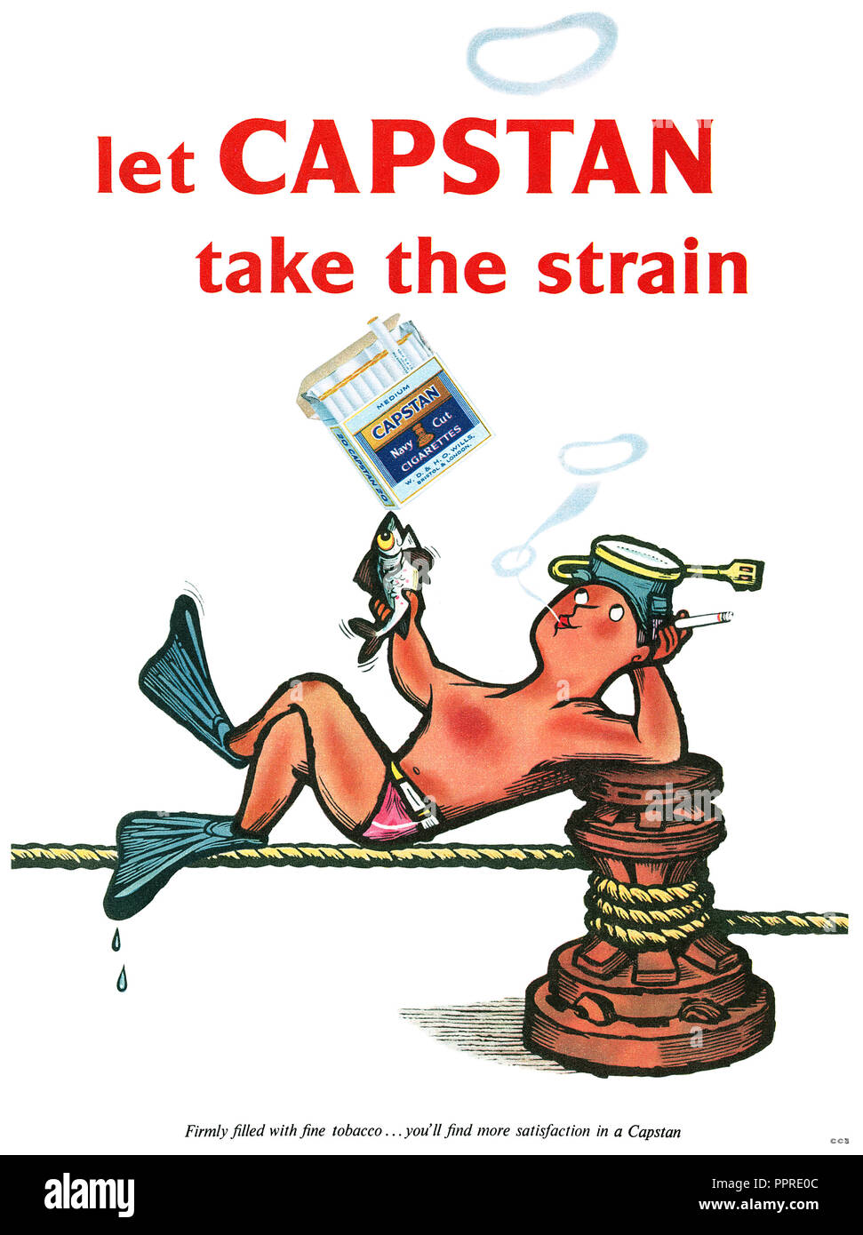 1958 britischen Werbung für W.O. & H.O. Wills Ankerwinde medium Navy Cut Zigaretten. Stockfoto