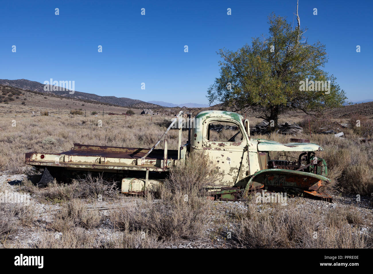Zweiten Weltkrieg 1 1/2 Tonne Chevrolet Truck, wahrscheinlich ursprünglich für die US-Armee gebaut, jetzt sitzt an einer Mine in Hamilton, Nevada aufgegeben. Stockfoto