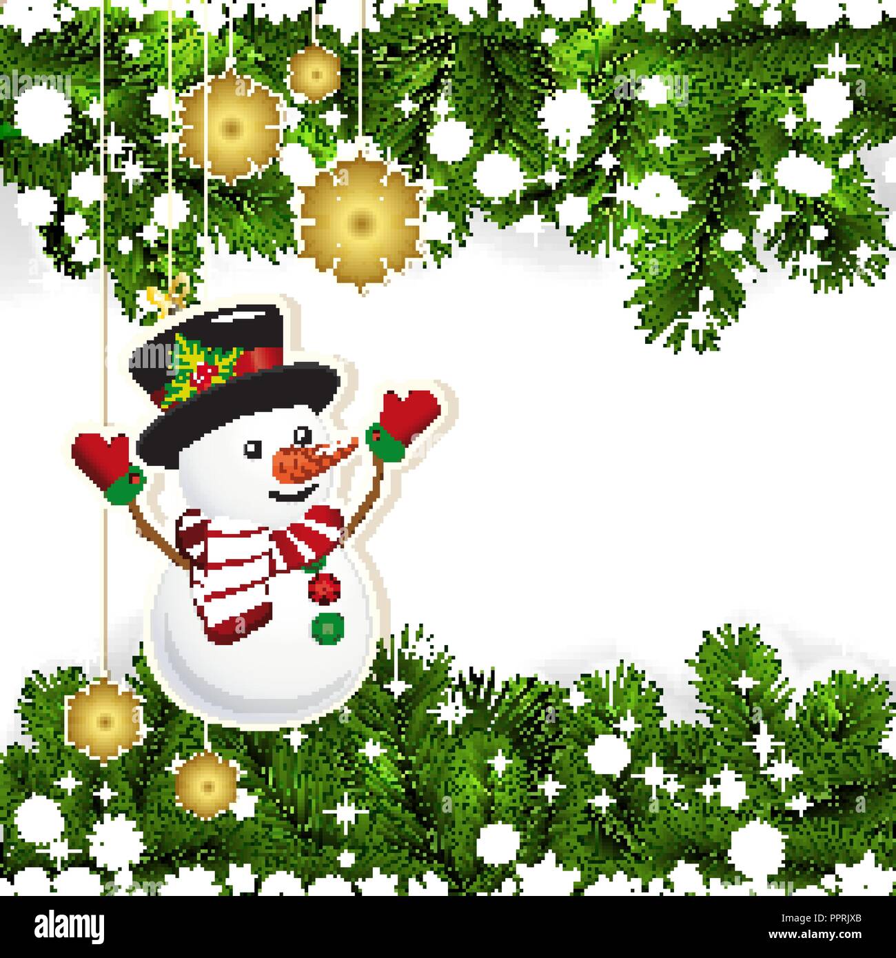 Weihnachten Hintergrund mit weihnachtlichen Dekor und grüne Zweige der  Weihnachtsbaum Stock-Vektorgrafik - Alamy