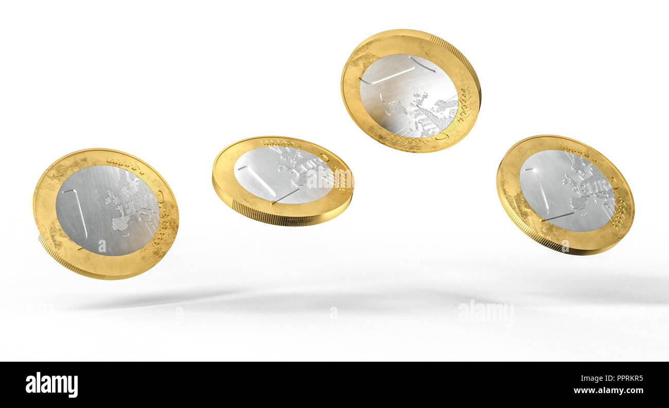 Verwendet und schmutzig Euro Münze 3D Rendering image Stockfoto