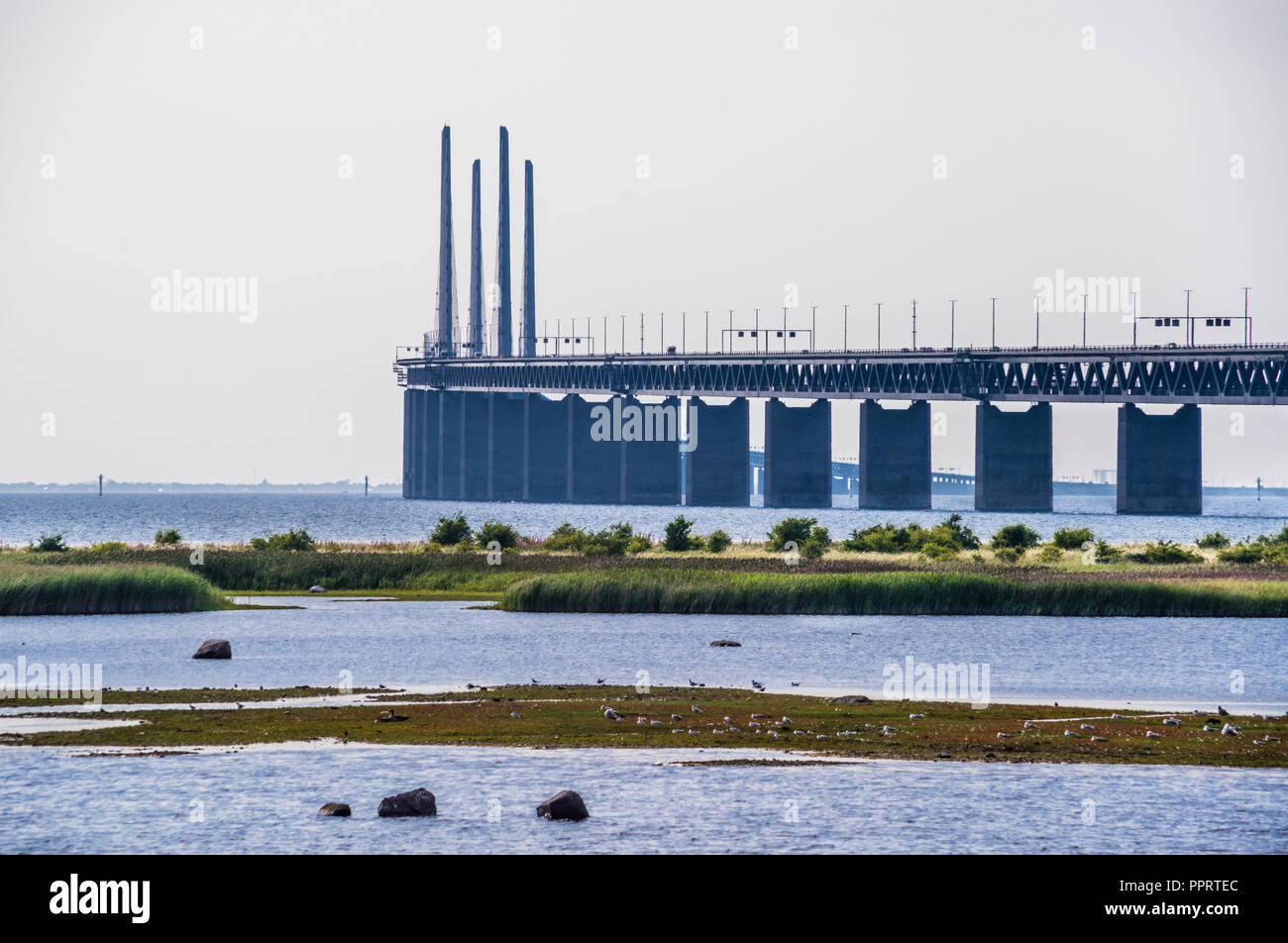 Blick auf die Öresundbrücke, Malmö, Scania, Schweden Stockfoto