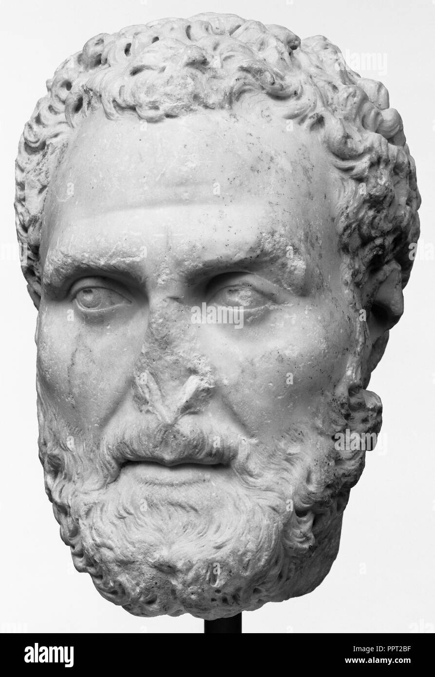 Portrait Kopf eines bärtigen Roman; Römisches Reich; die zweite Hälfte des zweiten Jahrhunderts A. D; Marmor; 28 x 19,5 x 22 cm Stockfoto