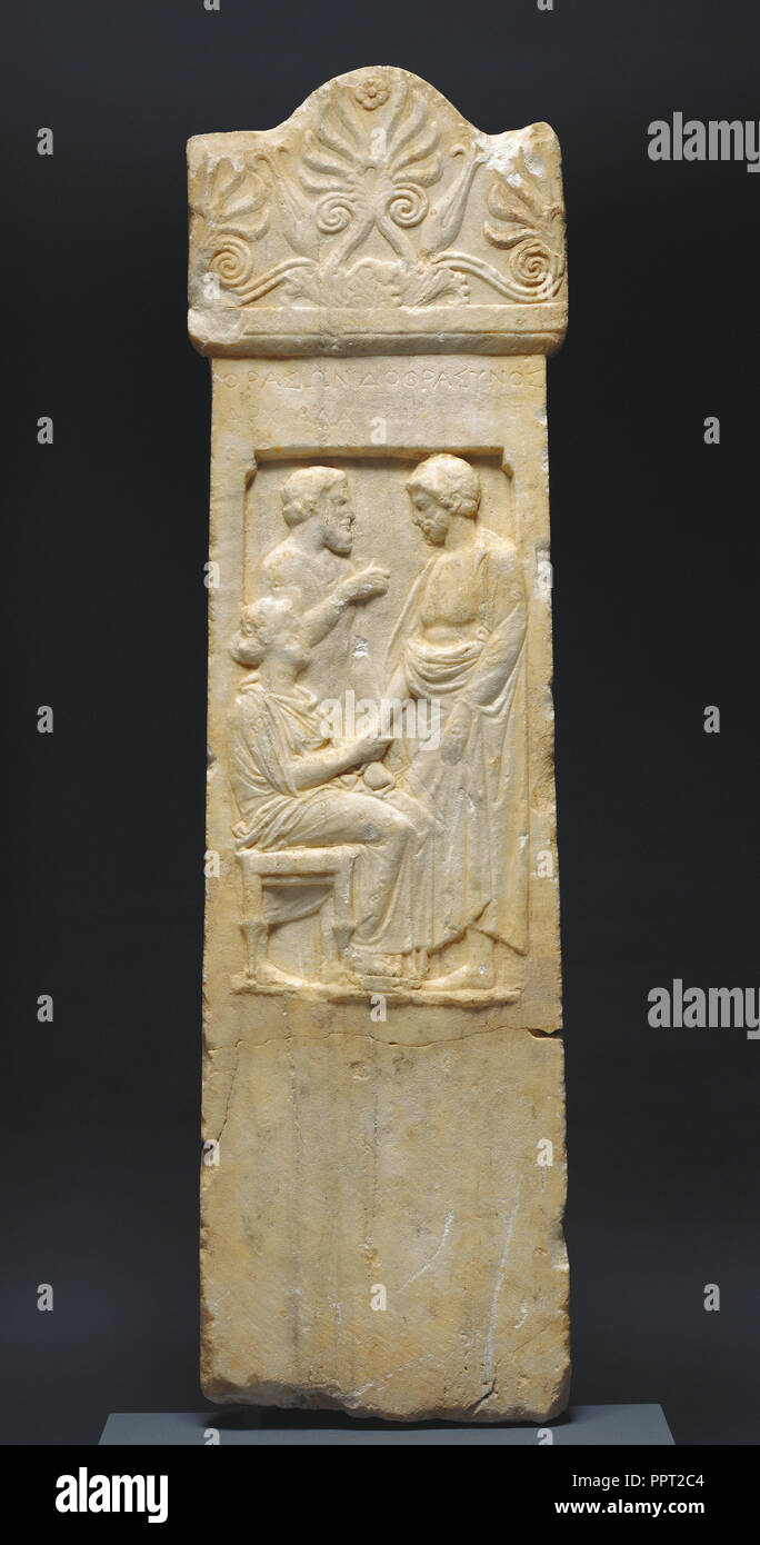 Grabstein des Thrasynos, Athen, Attika, Griechenland; ca. 375 B.C; Marmor; 139,1 × 38,7 × 3,8 cm, 54 3,4 x 15 1,4 x 1 1,2 in Stockfoto