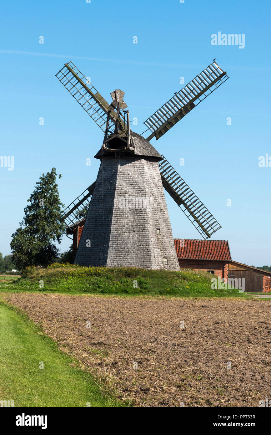 Wind Mill, Bierde, Petershagen, Minden-Luebbecke, Ostwestfalen-Lippe, Nordrhein-Westfalen, Deutschland, Mühle Stockfoto