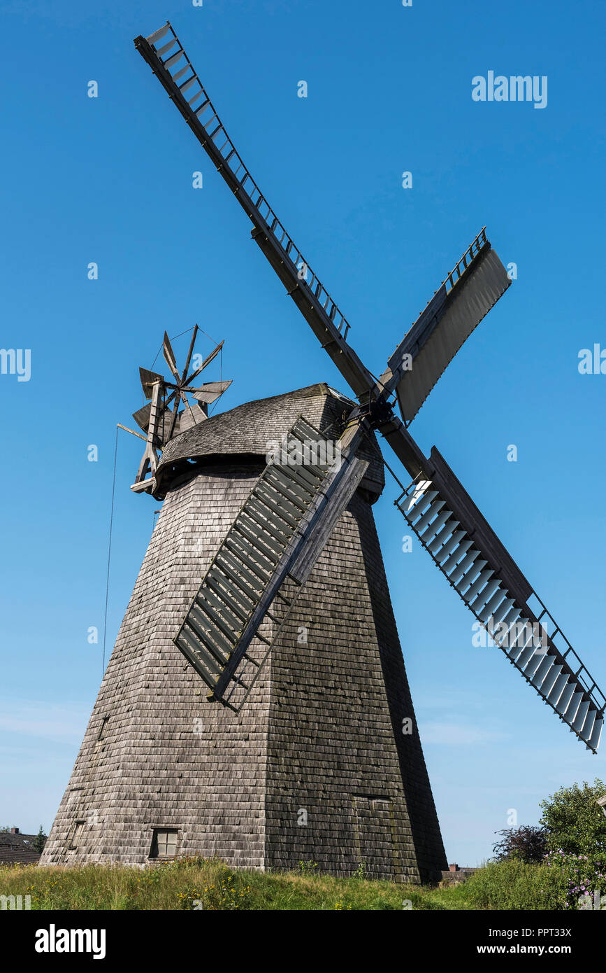 Wind Mill, Bierde, Petershagen, Minden-Luebbecke, Ostwestfalen-Lippe, Nordrhein-Westfalen, Deutschland, Mühle Stockfoto