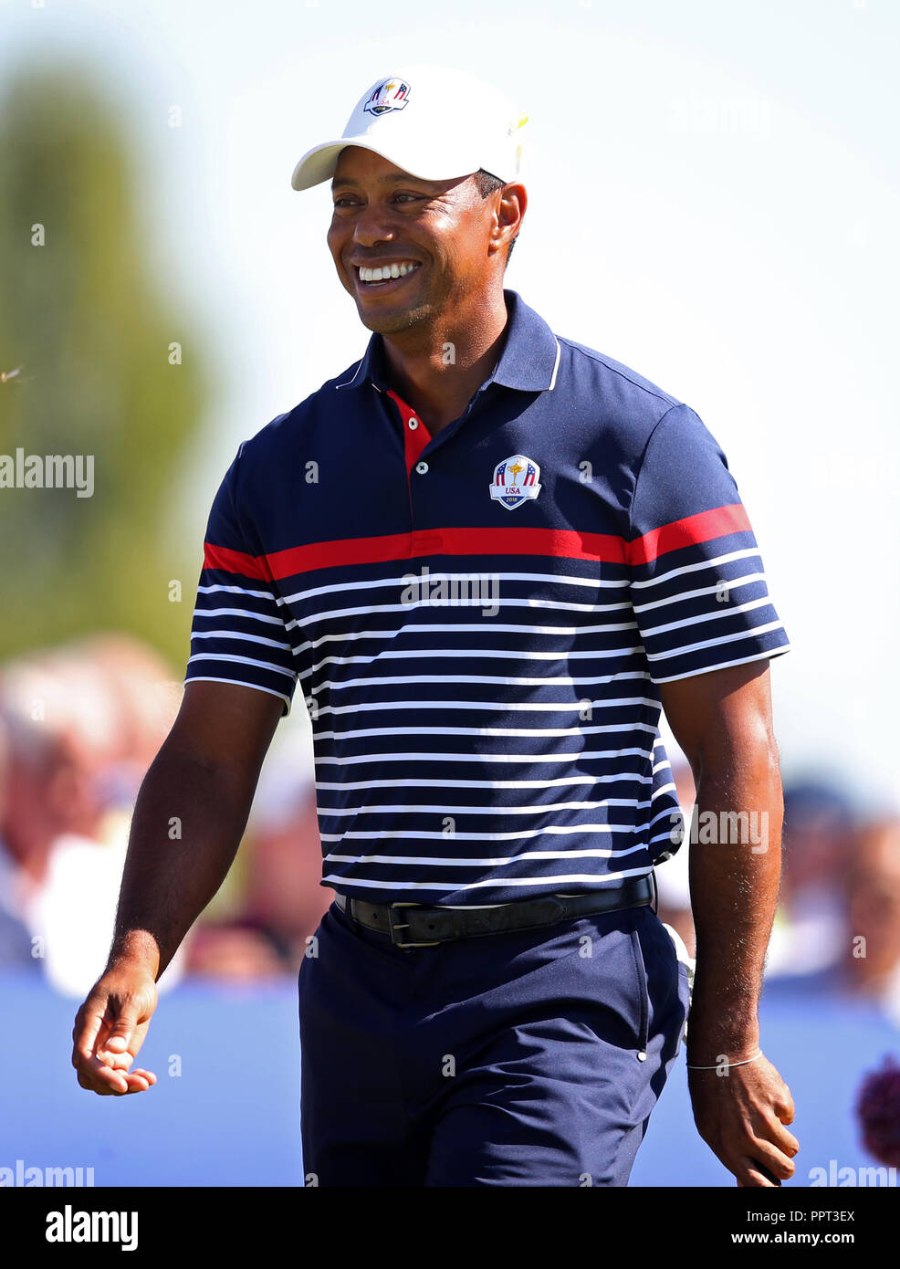 Das Team USA Tiger Woods während der Vorschau Tag vier der Ryder Cup bei Le Golf National, Saint-Quentin-en-Yvelines, Paris. Stockfoto