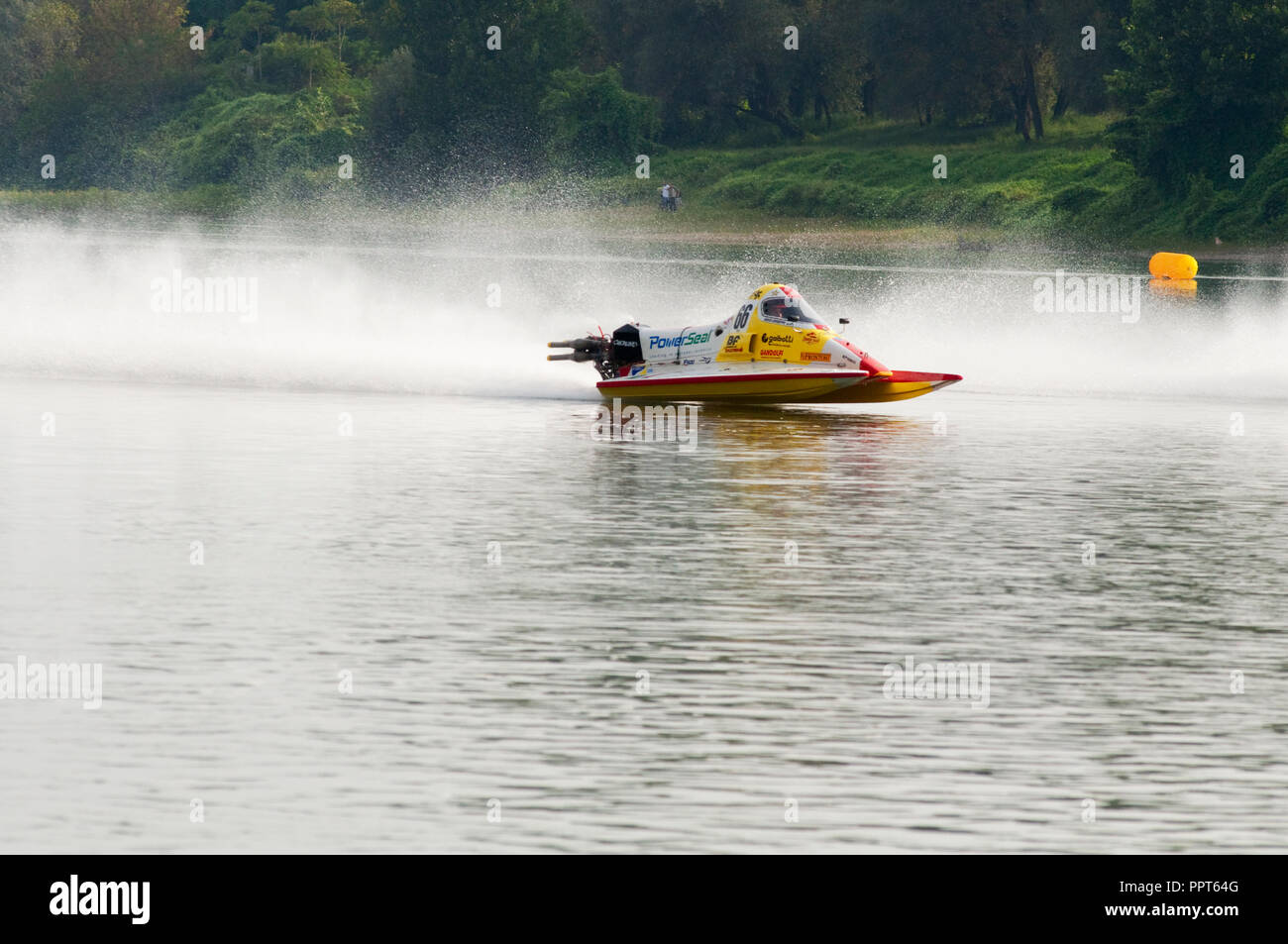 22. September 2018 - Italien, Lombardei, Cremona, Po, F-500 Motorboot Wm Stockfoto