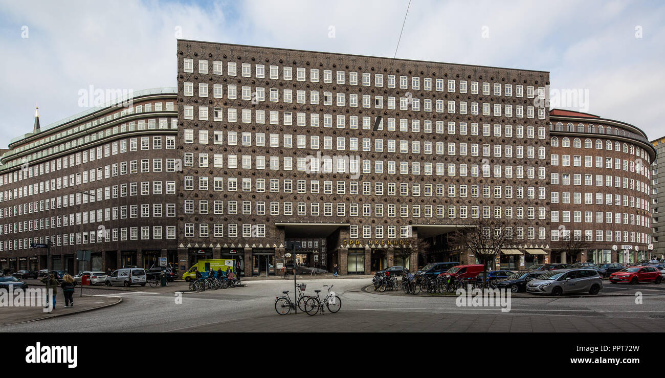 Hamburg, Kontorhaus SPRINKENHOF, errichtet 1927-1930 von Fritz Höger sowie Hans und Oskar Gerson, rechter Flügel 1939-1943 hinzugefügt Stockfoto