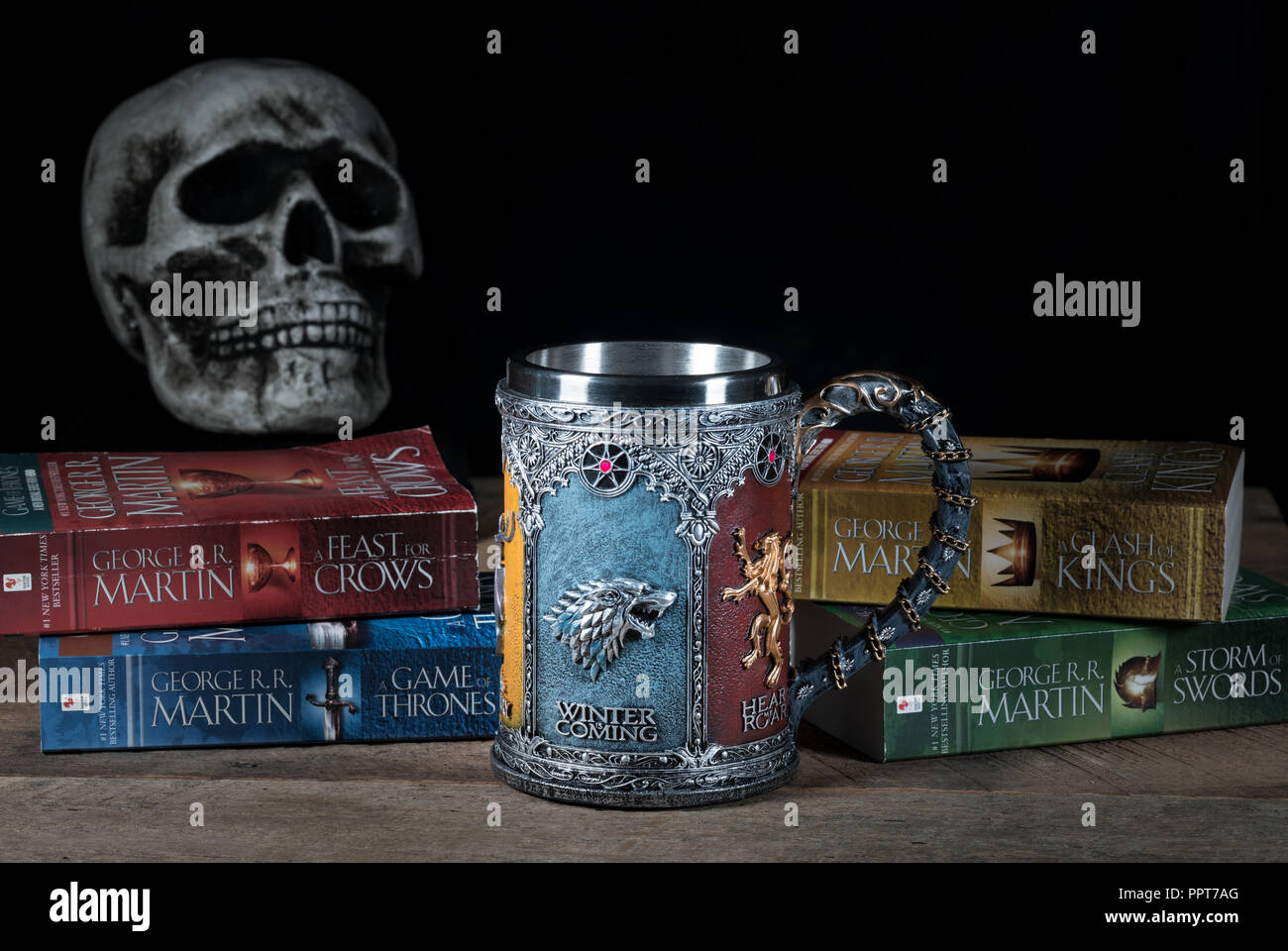 Offizielle Haus Stark tankard vom Spiel der Throne Serie Stockfoto