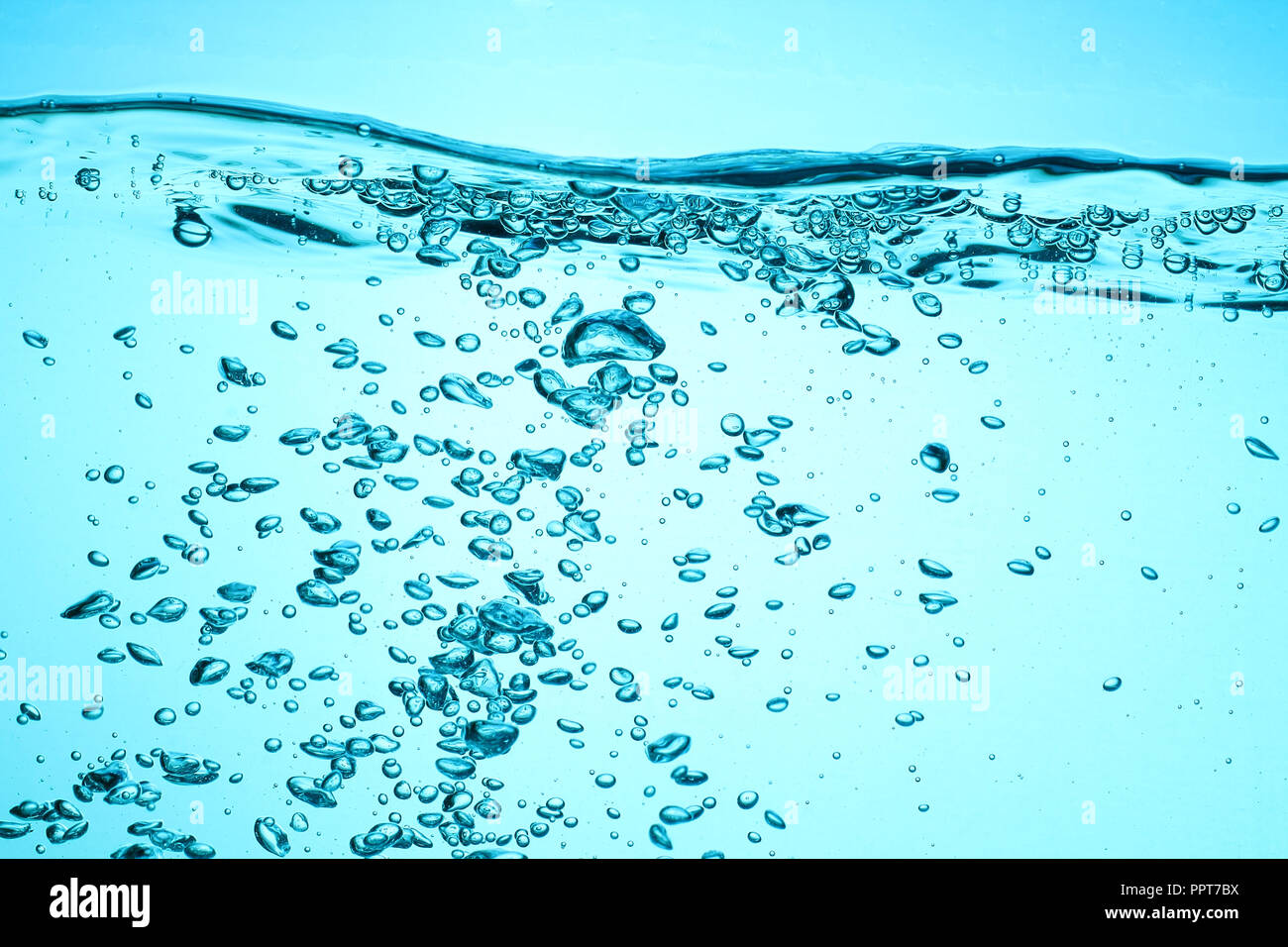 Frisches Wasser mit Blasen Textur Hintergrund Stockfoto