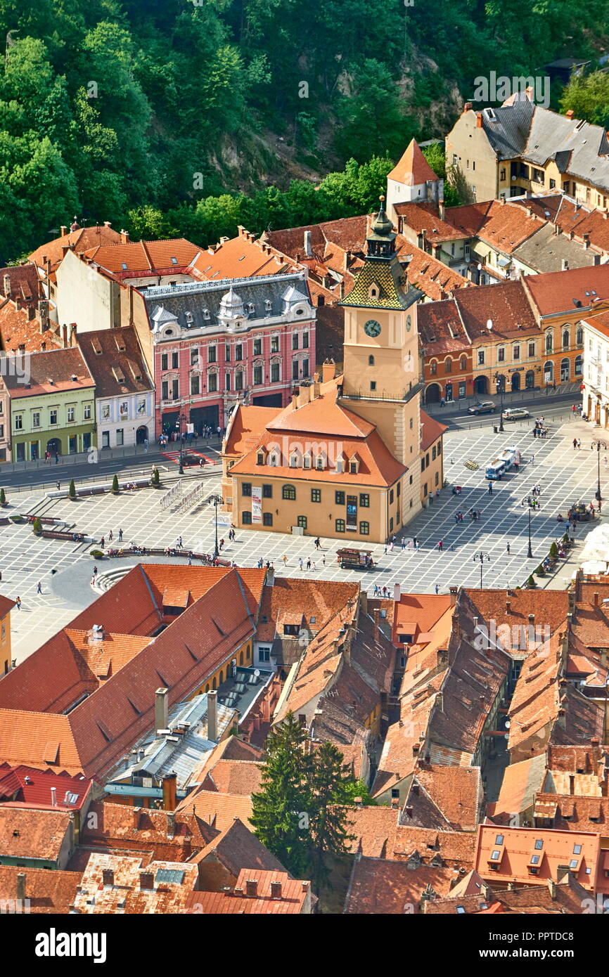 Old Town Square in Kronstadt, Siebenbürgen, Rumänien Stockfoto