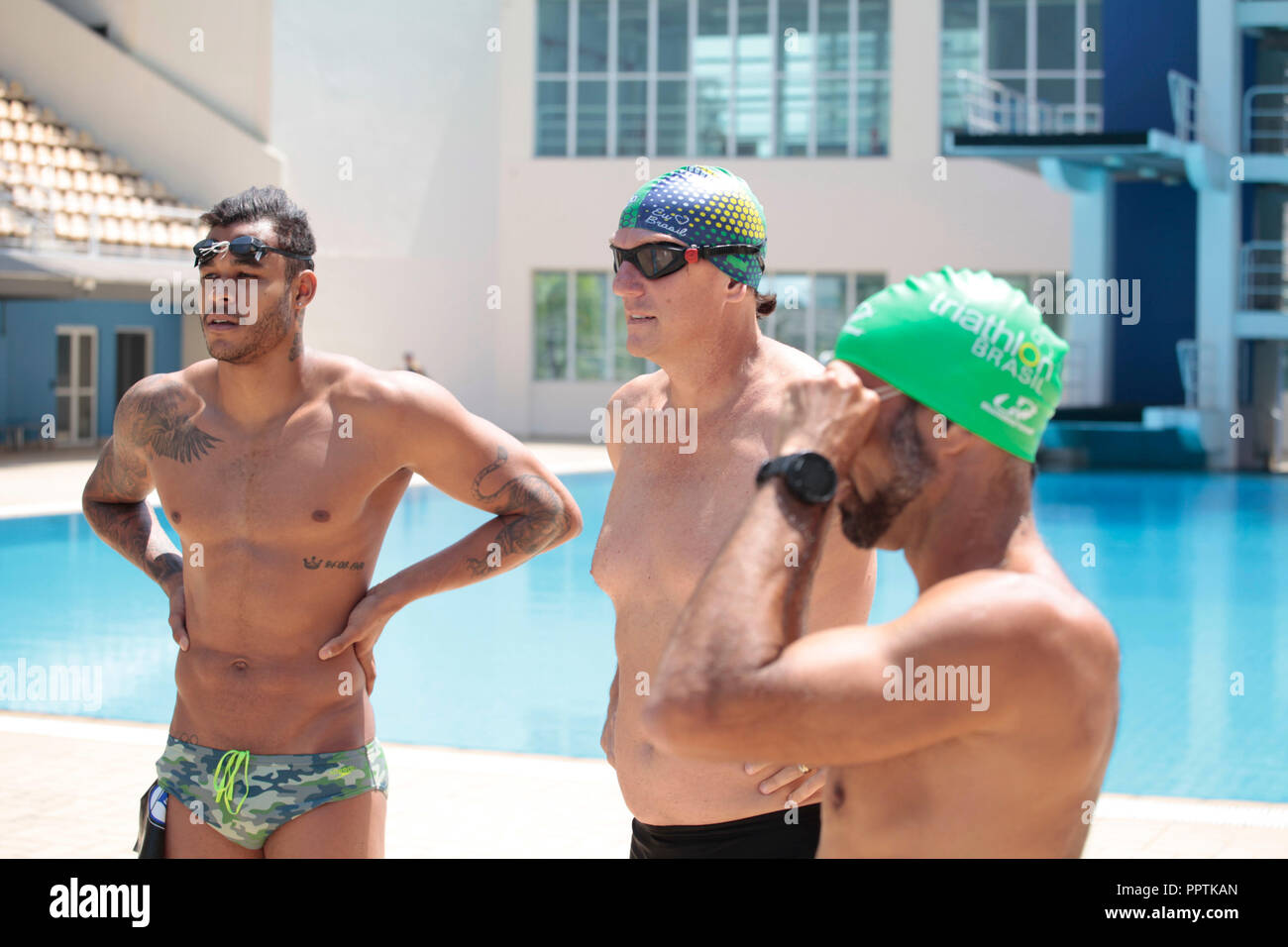 RIO DE JANEIRO, RJ - 27.09.2018: COB KEIN DIA-NACIONAL DE DOAÇÃO DE ÓRGÃOS-COB hält ein Ereignis auf das nationale Organ- und Gewebe spende Tag der Aktion, die vom brasilianischen Olympischen Komitee in Zusammenarbeit mit dem brasilianischen Verband der Organtransplantation (ABTx) und die NRO ich bin ein Spender, zielt darauf ab, das Datum zu feiern und das Bewusstsein für die Bedeutung der nationalen Tag der Organ- und Gewebespende organisiert. Die Veranstaltung wurde von den Athleten Joanna Maranhão, Ana Marcela Cunha, Matheus Santana und Virgílio de Castilho, COB Direktor Rogério Sampaio und verpflanzt Athleten Patricia Fonseca, Dinael W besucht Stockfoto