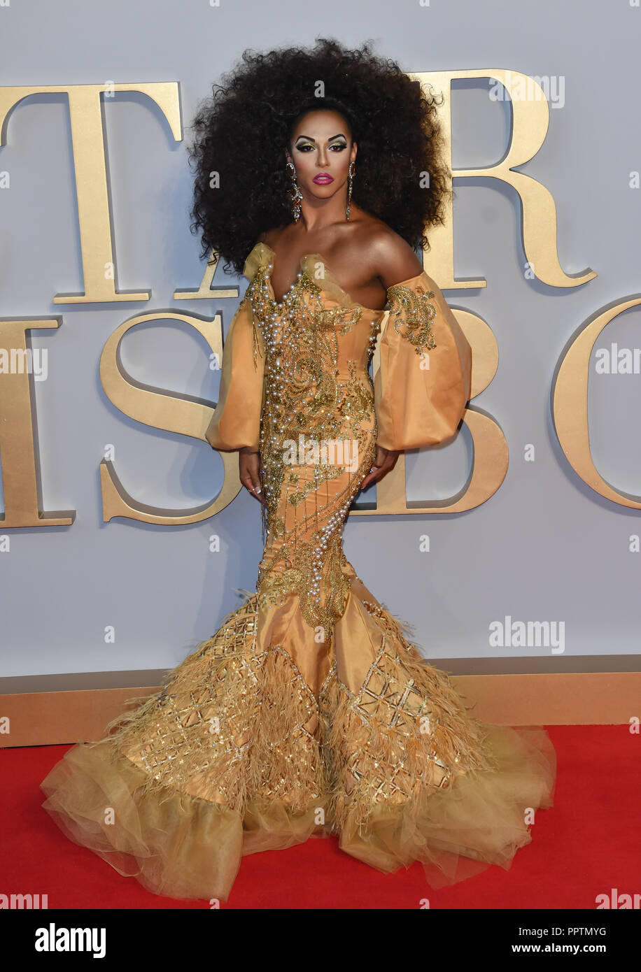 London, Großbritannien. 27. September 2018. Shangela besuchen sie ein Star ist geboren UK Premiere auf der Vue Cinemas, Leicester Square, London, UK, 27. September 2018. Bild Capital/Alamy leben Nachrichten Stockfoto