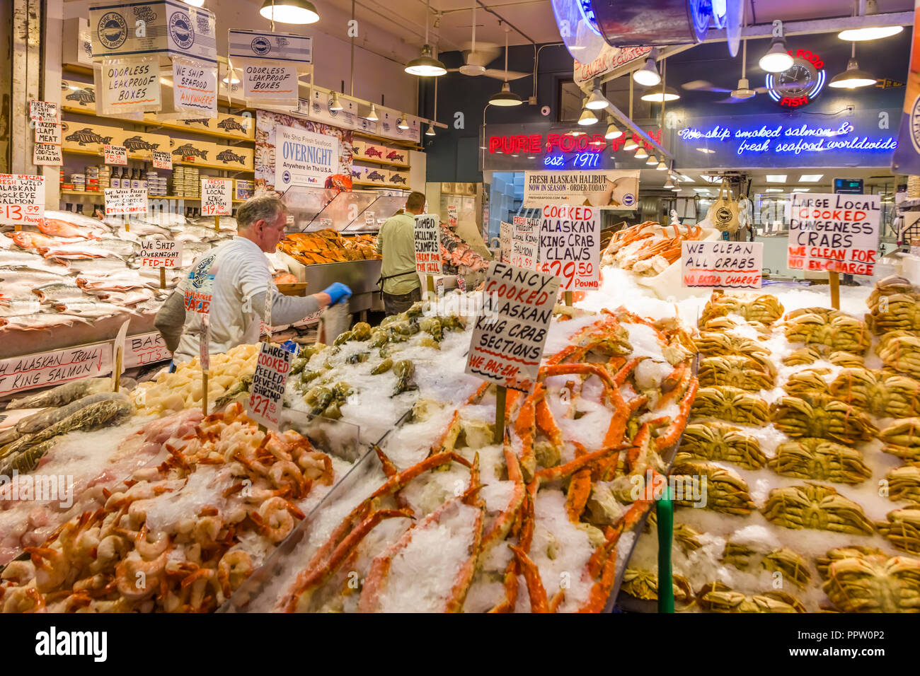Pike Place Market in Seattle Washington eine der ältesten kontinuierlich betriebenen Märkte öffentliche Landwirte in den Vereinigten Staaten Stockfoto