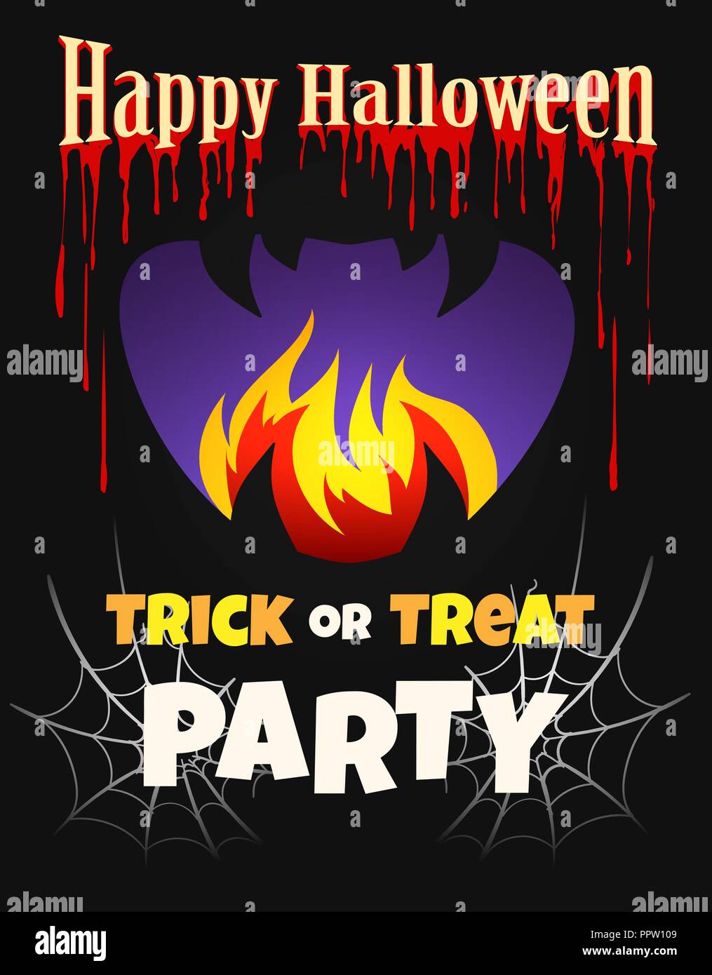Halloween Party Poster im Comic-stil gezeichnet. Vector Illustration. Stock Vektor