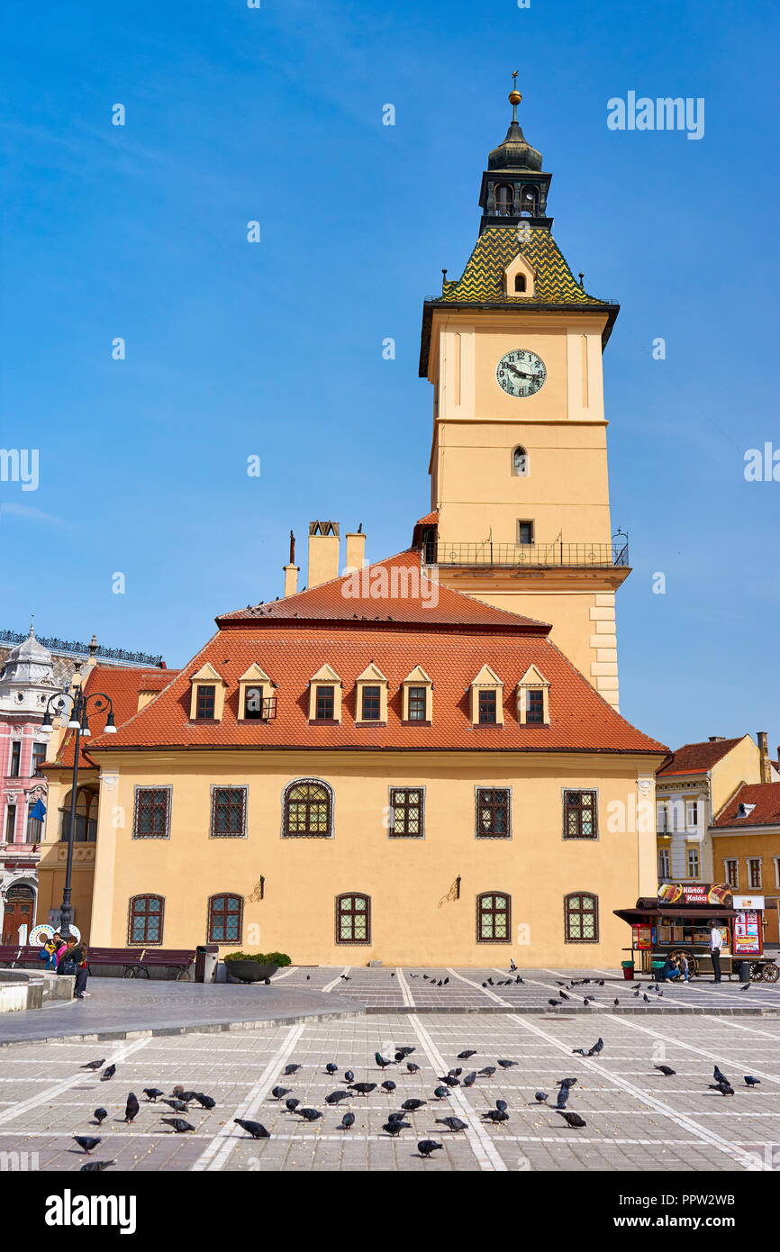 Brasov Rat Square, Brasov, Siebenbürgen, Rumänien Stockfoto
