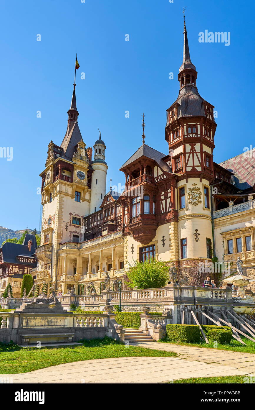 Schloss Peles, Sinaia, Siebenbürgen, Rumänien Stockfoto