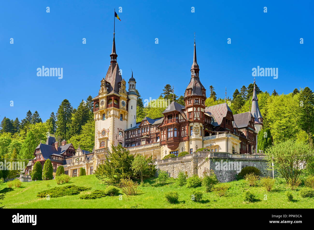 Schloss Peles, Sinaia, Siebenbürgen, Rumänien Stockfoto