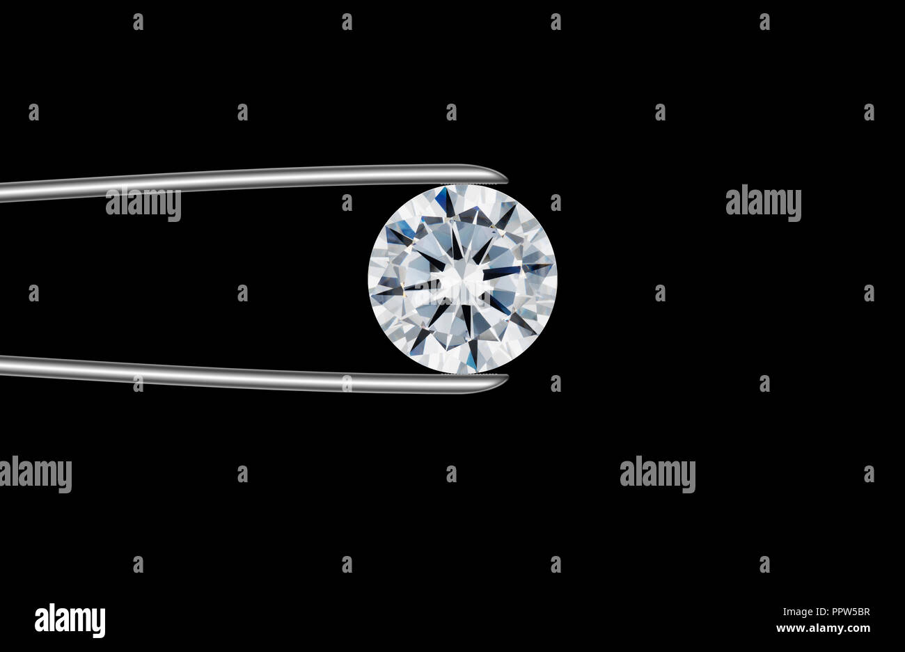 Brillante Runde Diamant Edelstein Edelstein mit Lancet und Pfeile Stockfoto