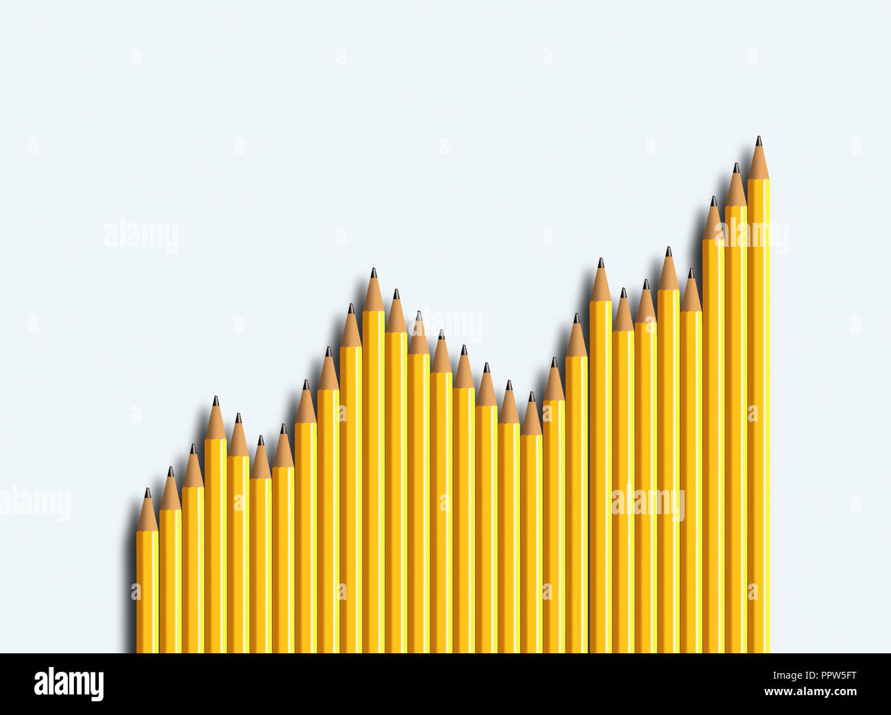 Gelbe Bleistifte Firmen Grafik Wachstum Stockfoto