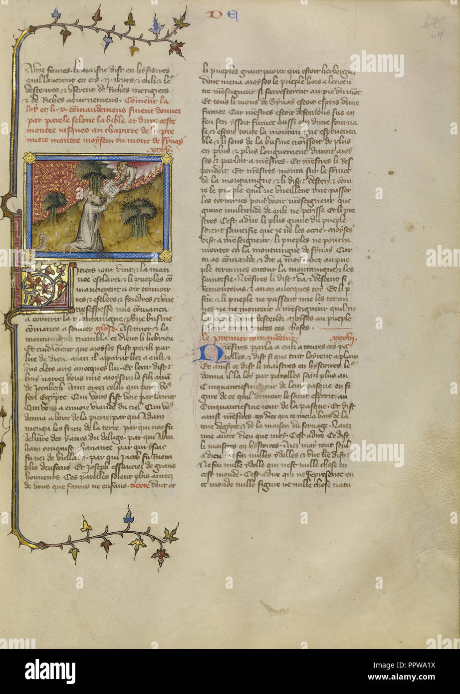 Mose empfängt die Tafeln des Gesetzes; Master von Jean de Mandeville, Französisch, Aktiv, 1350-1370, Paris, Frankreich; über 1360 Stockfoto
