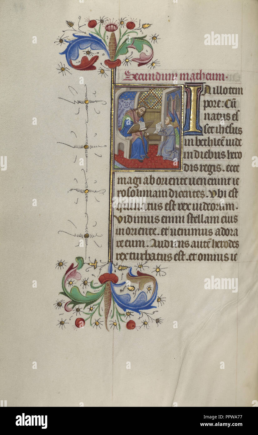 Der hl. Matthäus; Master der Lee Stunden, Flämisch, Aktiv, 1450-1470, Gent, wahrscheinlich, Belgien; 1450 - 1455 Stockfoto