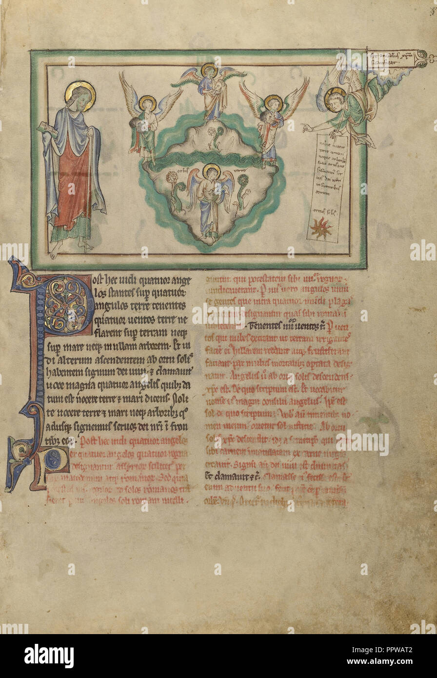 Engel, die hielten die vier Winde und ein Engel bedeutet Christus; London, England; etwa 1255 - 1260; Tempera Farben Stockfoto