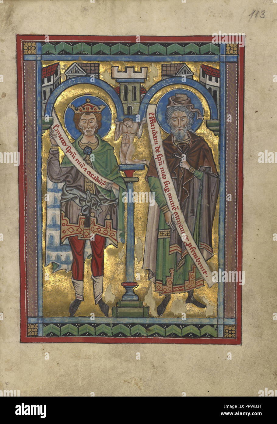 David und Joel; Würzburg, Deutschland; über 1240-1250; Tempera Farben, Blattgold und Blattsilber auf Pergament; Blatt Stockfoto