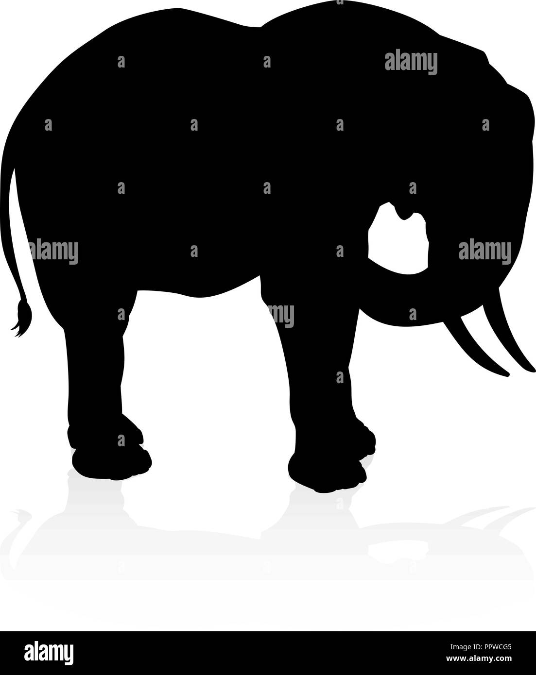Elephant Safari Animal Silhouette Stock Vektor